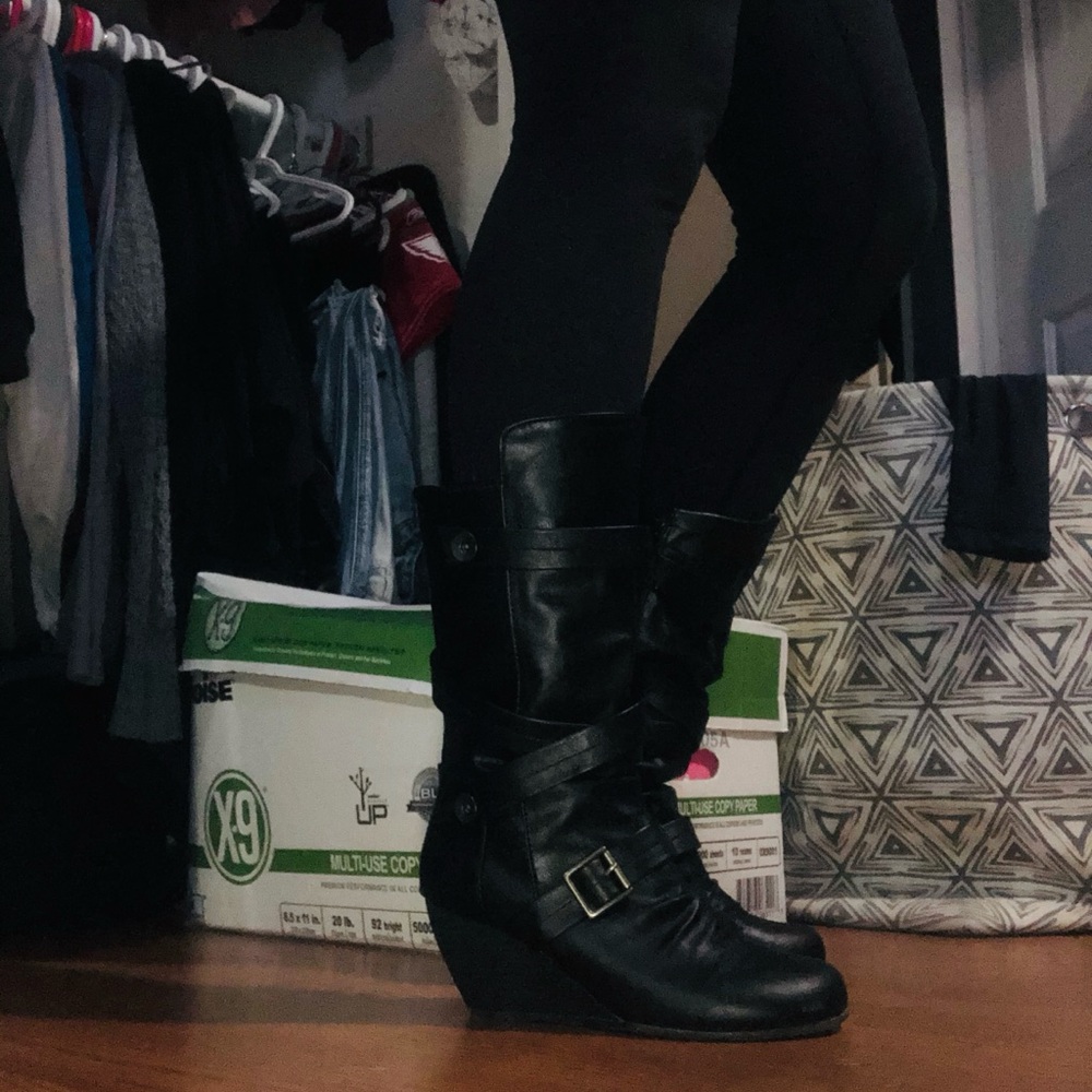 Aldo black leather boots